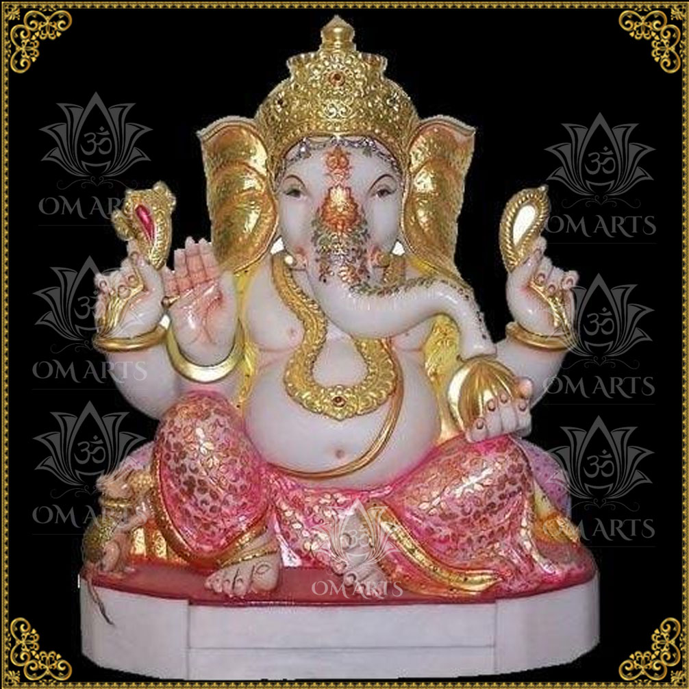  Multi Color Marble God Ganesh Ji Statue