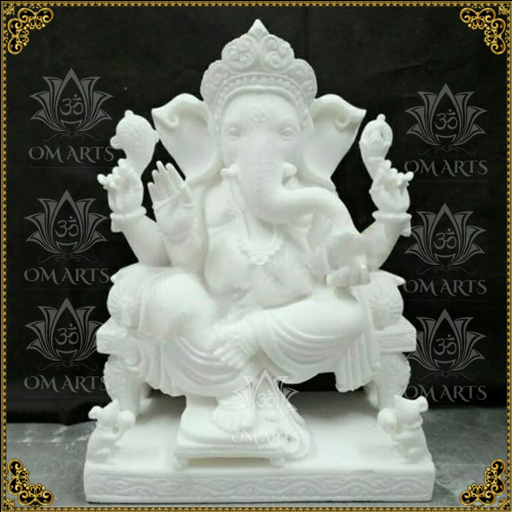 Marble Ganpati Sitting Statues